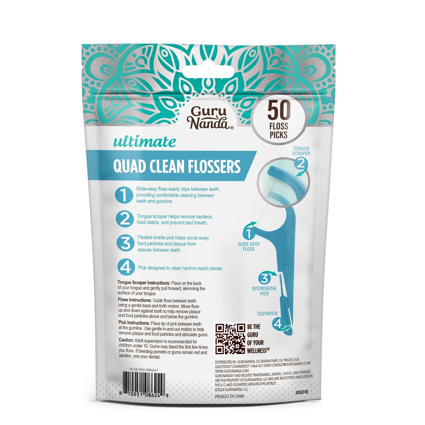 Quad Clean Floss Picks 4-in-1