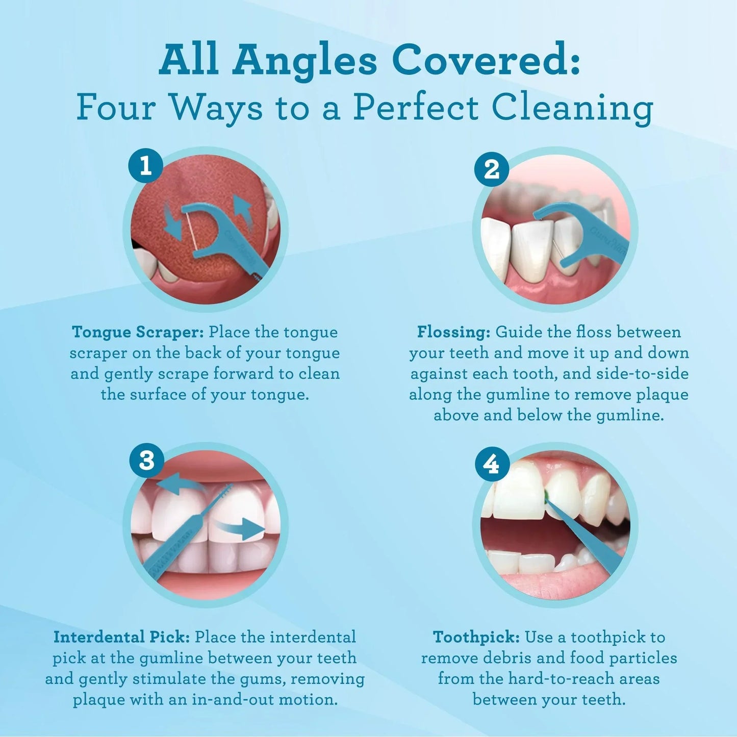 Quad Clean Floss Picks 4-in-1