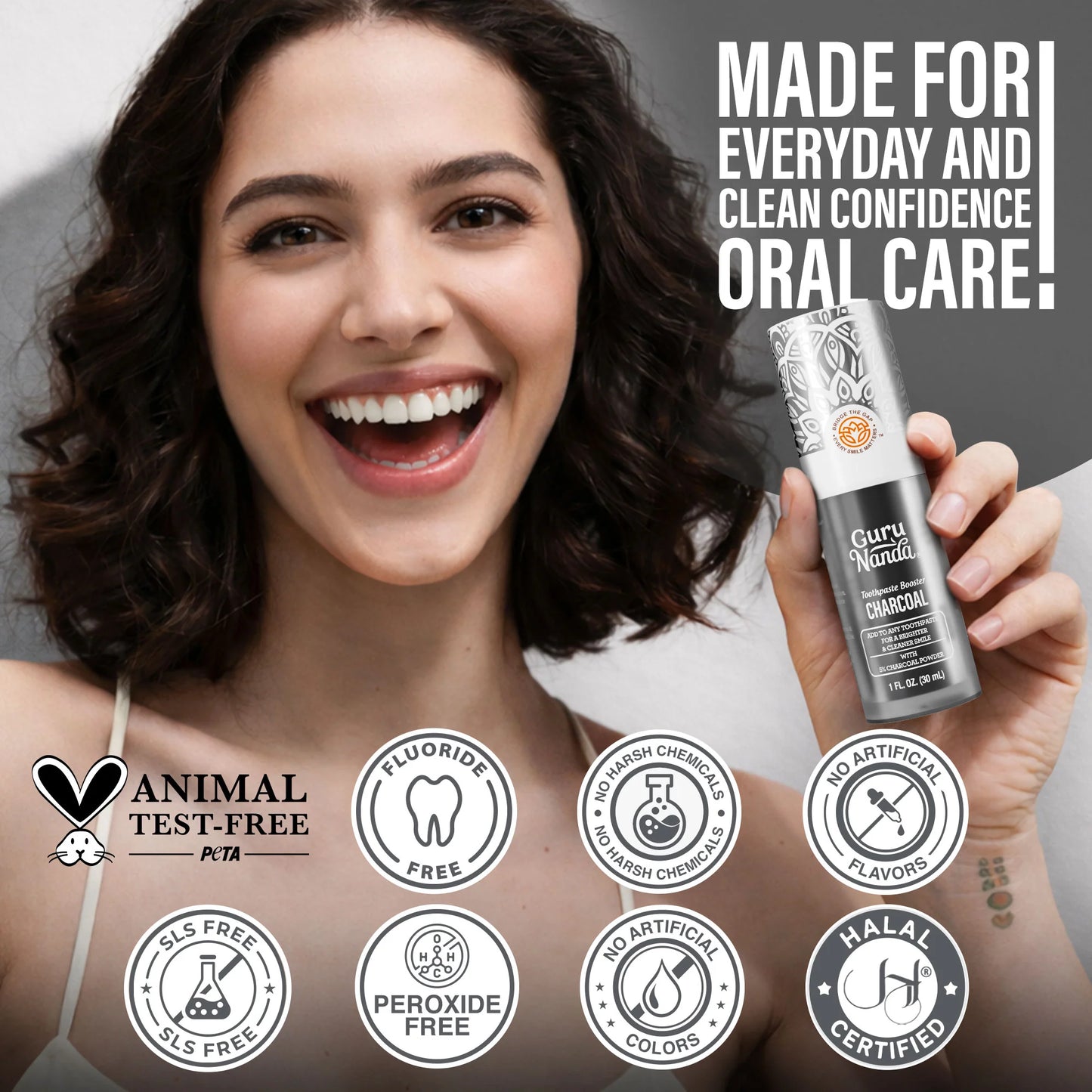 Charcoal Toothpaste Booster with 5% Charcoal Powder – 1 fl oz