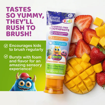 Kids Toothpaste with Xylitol & Hydroxyapatite, Strawberry Mango – 4.2 oz
