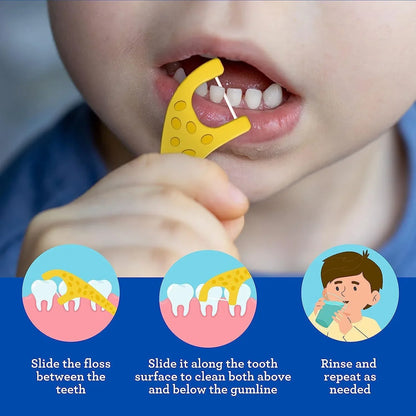 Kids' Giraffe Shaped Flossers, Fluoride-Free