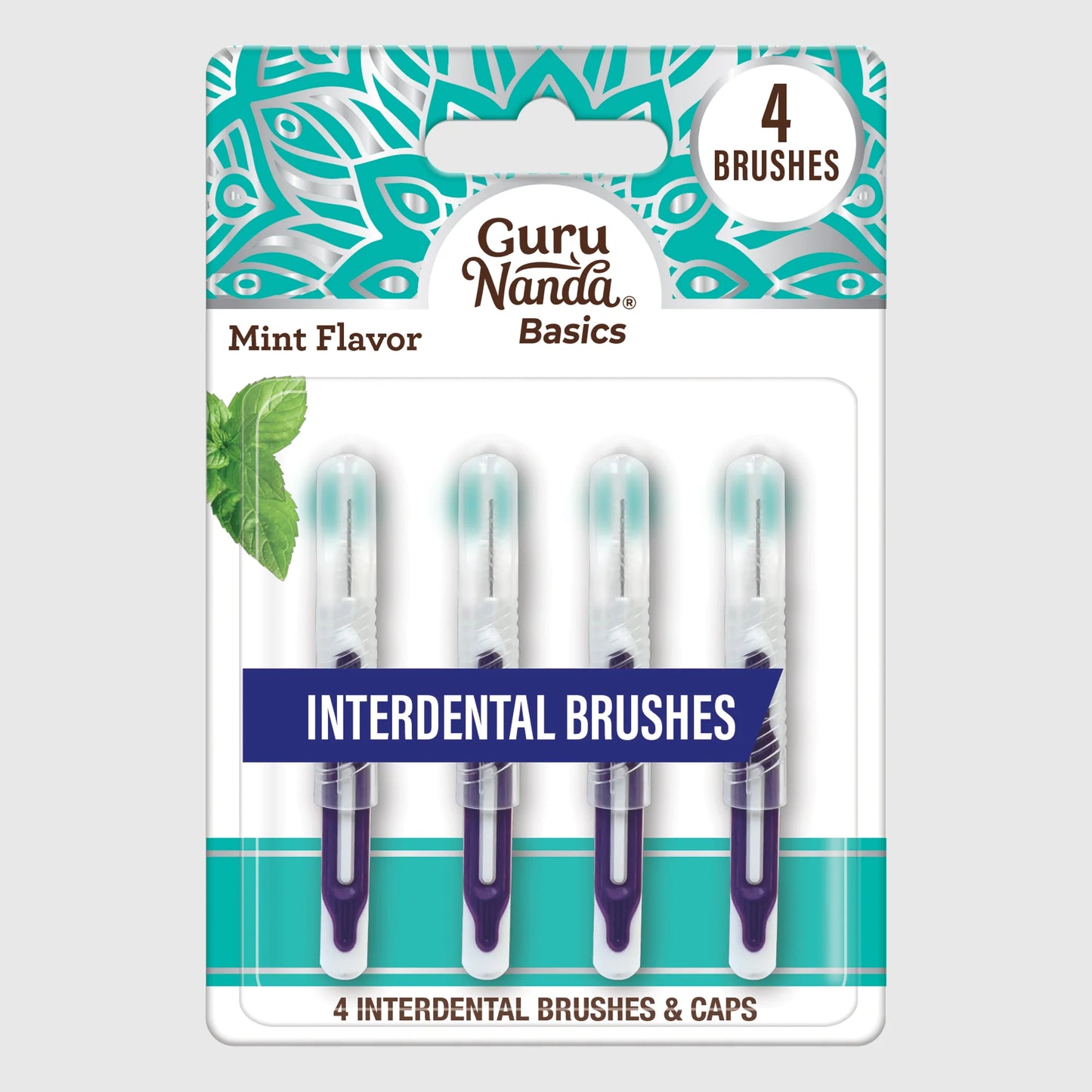 Interdental Brushes with Caps, Mint Flavor – 4 Count