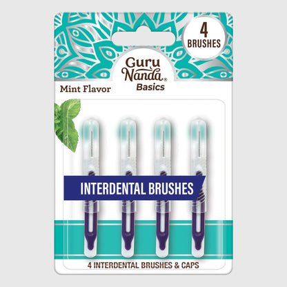 Interdental Brushes with Caps, Mint Flavor – 4 Count