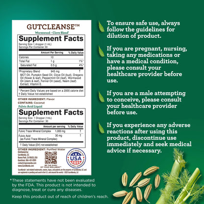 Gutcleanse With Wormwood, Clove & Fulvic Acid — 2-Step Supplement