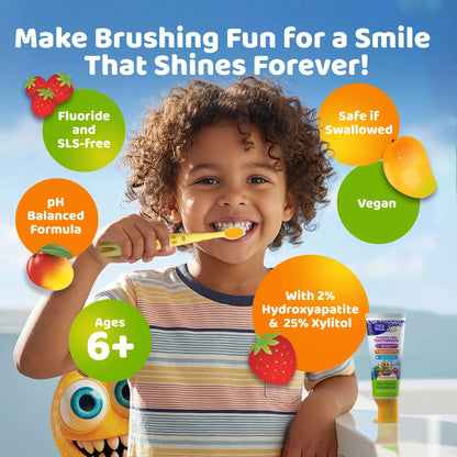Kids Toothpaste with Xylitol & Hydroxyapatite, Strawberry Mango – 0.98 oz