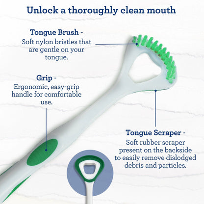 Dual Action Tongue Cleaner – 1 Pack (Colors May Vary)
