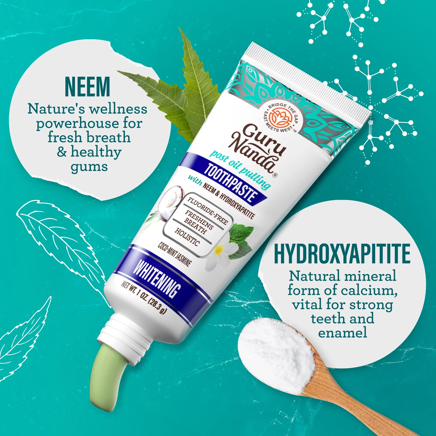 Hydroxyapatite & Neem Whitening Toothpaste, Fluoride Free