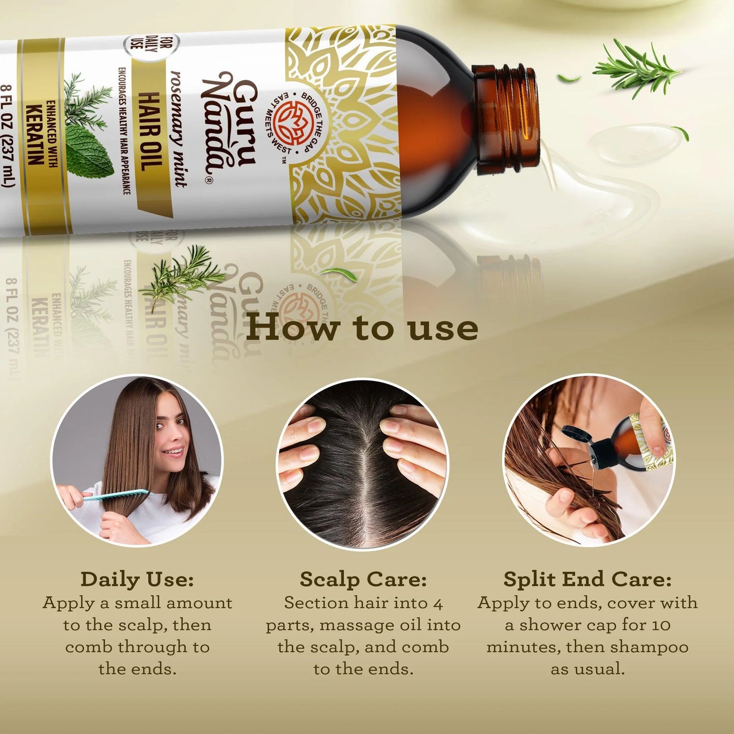 Rosemary Mint Hair Oil with Keratin - 8 oz.