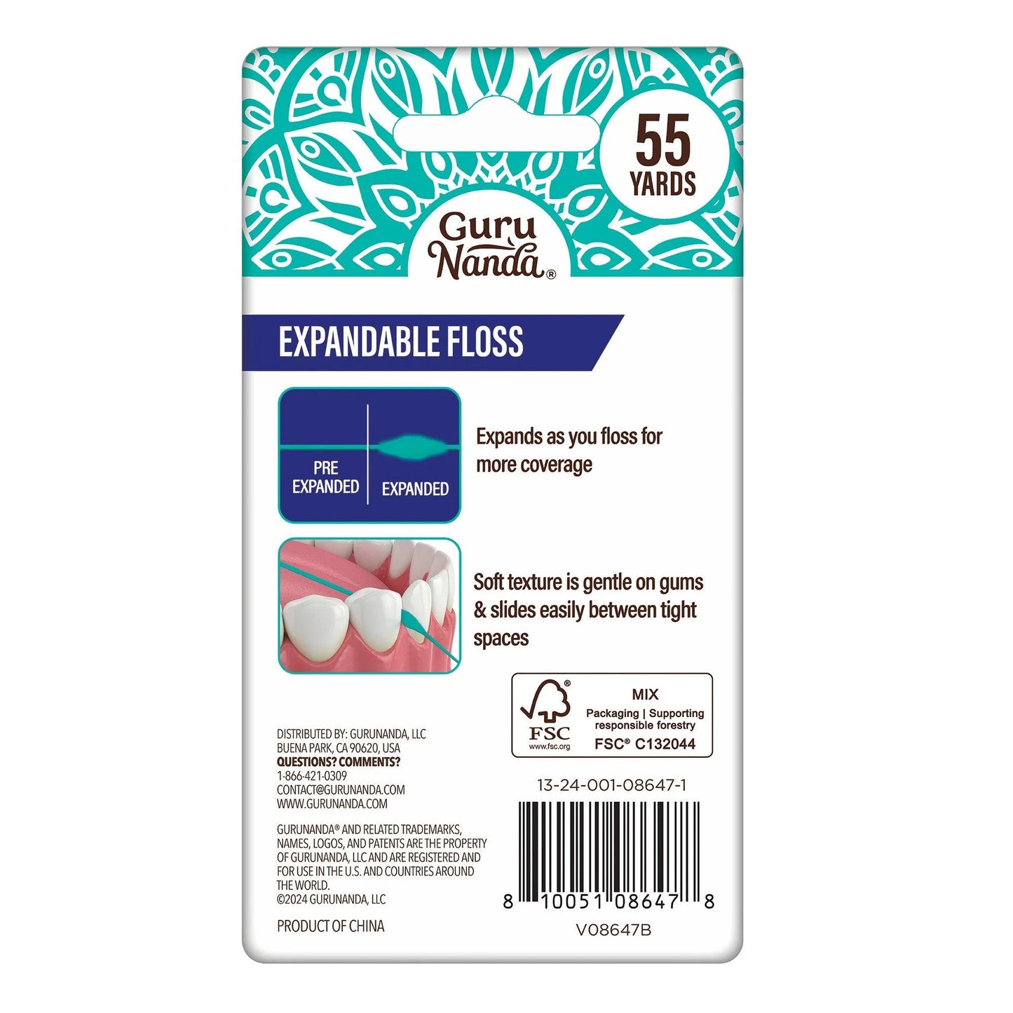Peppermint Flavored Expandable Dental Floss – 55 Yards