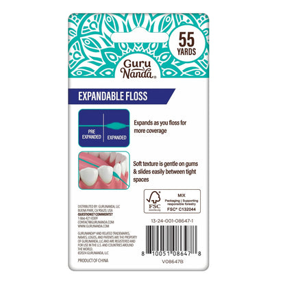 Peppermint Flavored Expandable Dental Floss – 55 Yards
