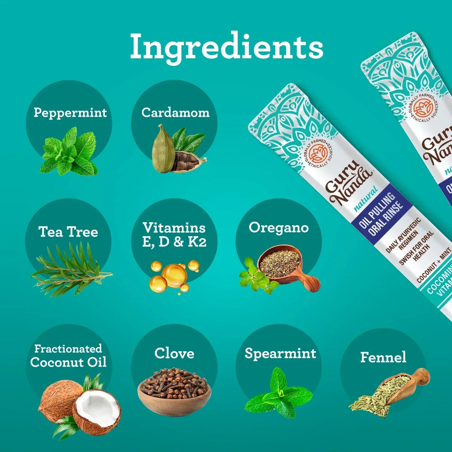 Farmed Mint Oil Pulling Travel Sachets with Natural Essential Oils & Vitamins