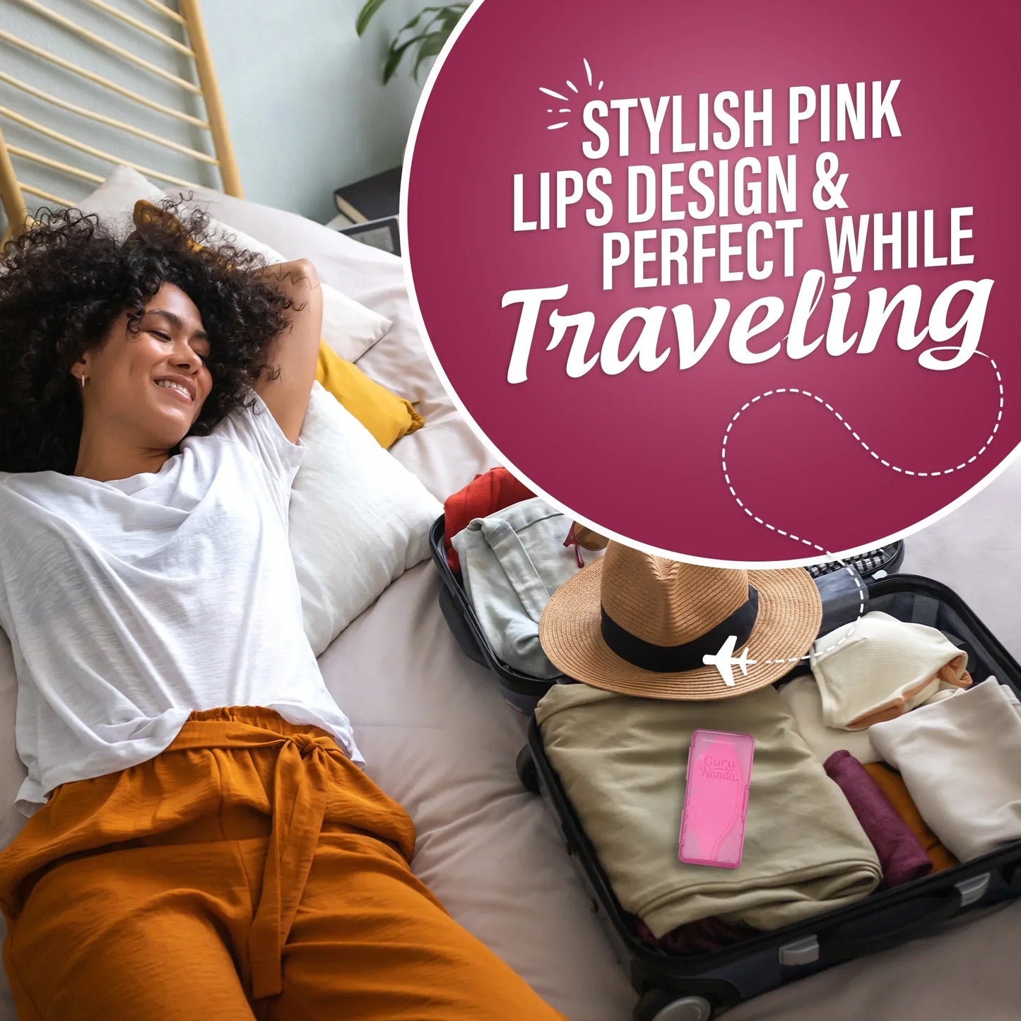 Pink Lip Shaped Night Tape with Case - 60 Count