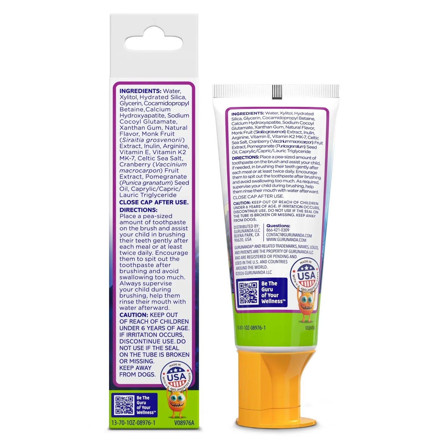Kids Toothpaste with Xylitol & Hydroxyapatite, Strawberry Mango – 0.98 oz