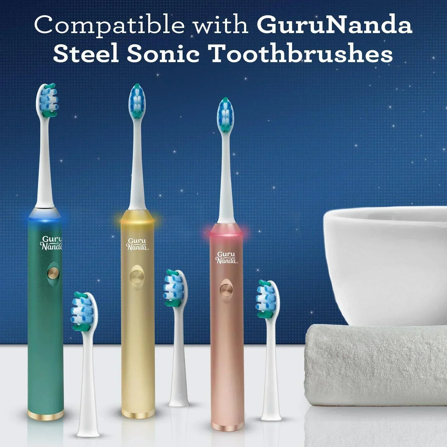 Steel Sonic Toothbrush Replacement Brush Heads – 6 Pack