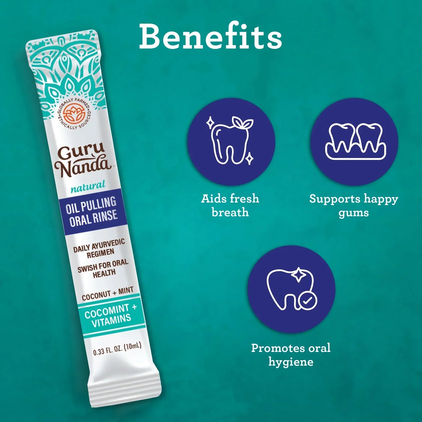 Farmed Mint Oil Pulling Travel Sachets with Natural Essential Oils & Vitamins