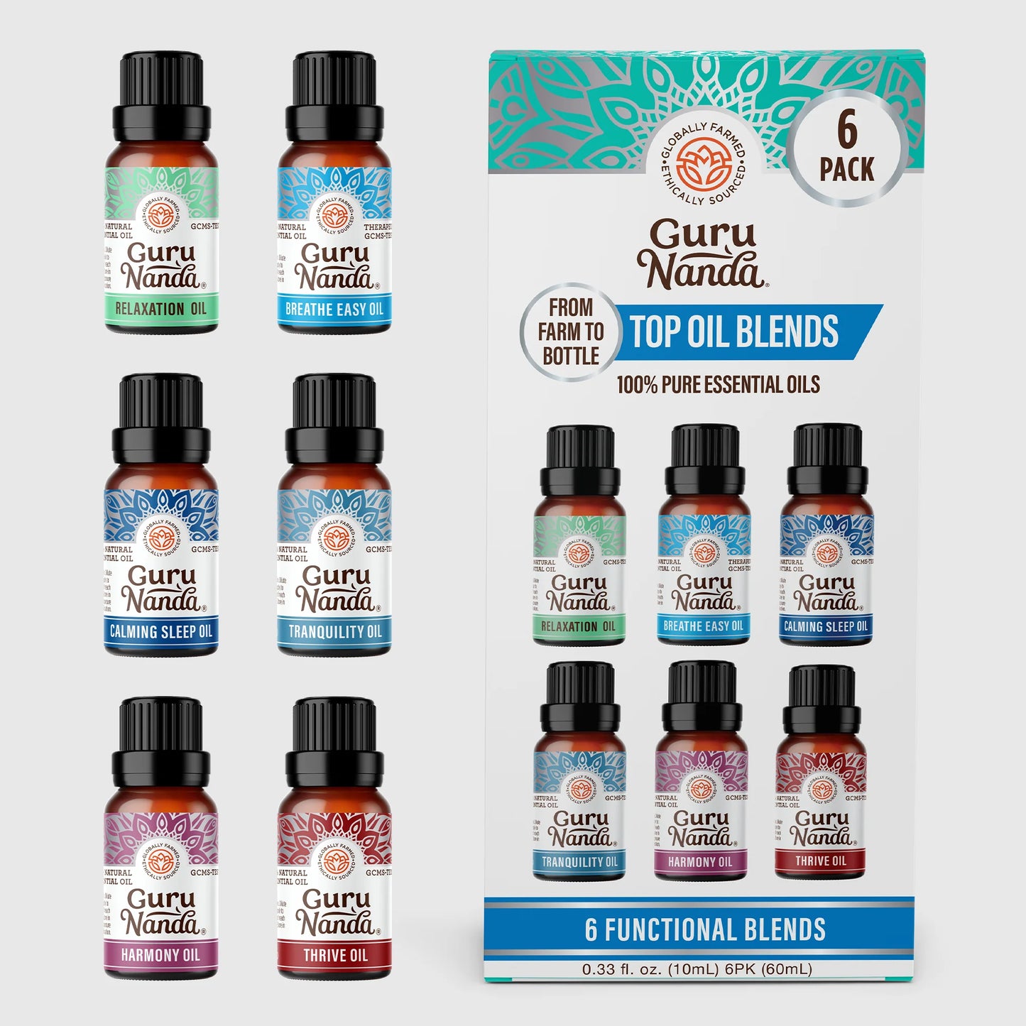 6 Essential Oil Blends Set, 10 ML