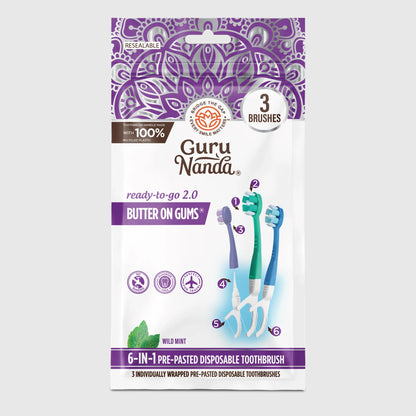 6-in-1 Ready to Go Butter on Gums Pre-Pasted Toothbrushes 2.0