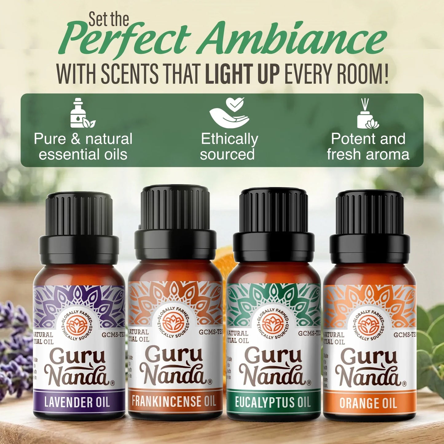 Four Essential Classics Set- Frankincense, Lavender, Eucalyptus, & Orange 4 x 15mL