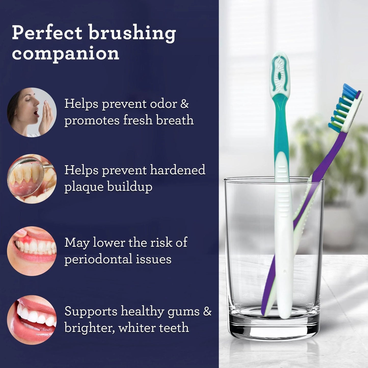 Multi-Action Toothbrush with Tongue Cleaner – 8 Pack