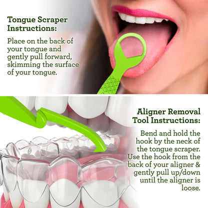 Ultimate Dual Function Tongue Scraper with Aligner Remover – 40 Count