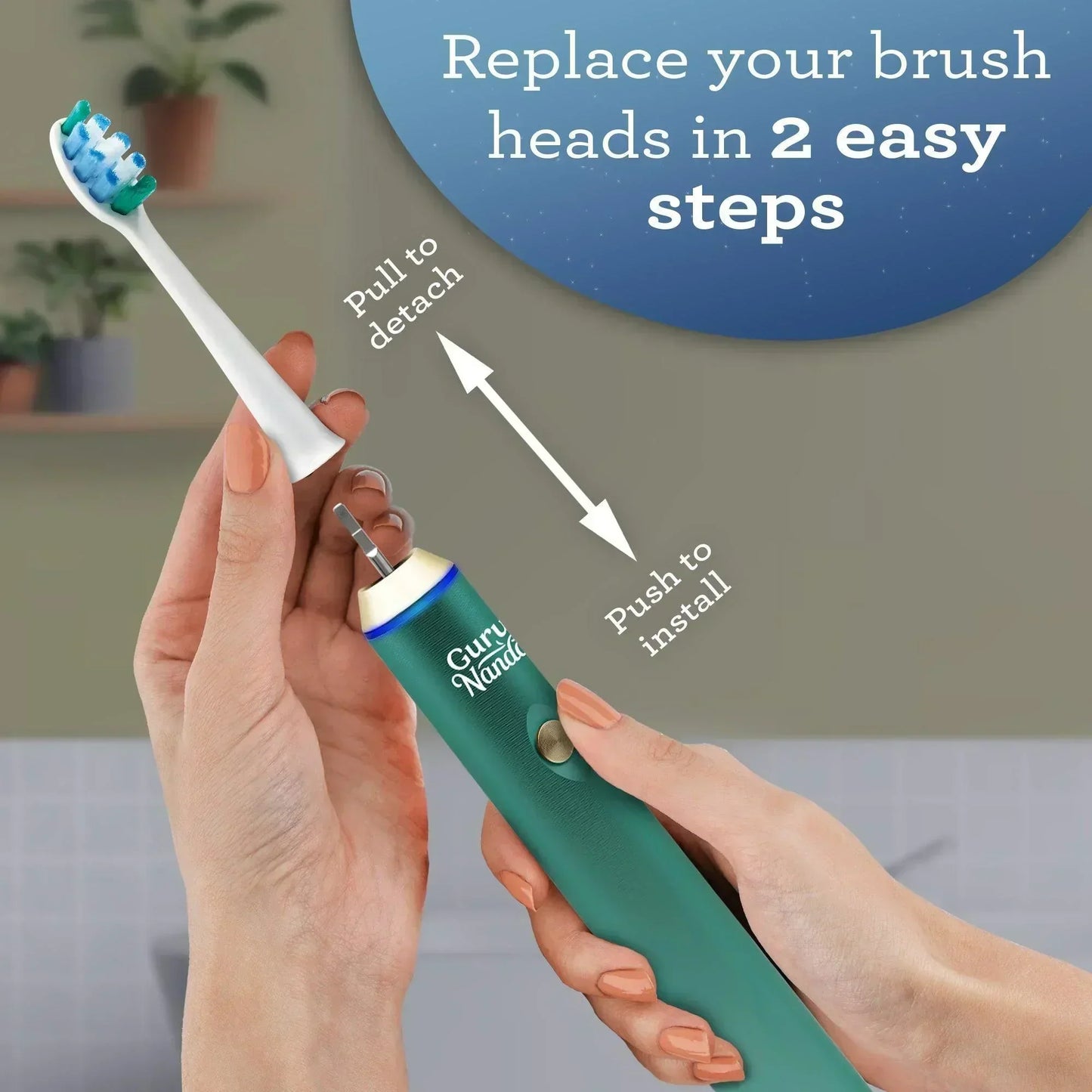 Steel Sonic Toothbrush Replacement Brush Heads – 6 Pack