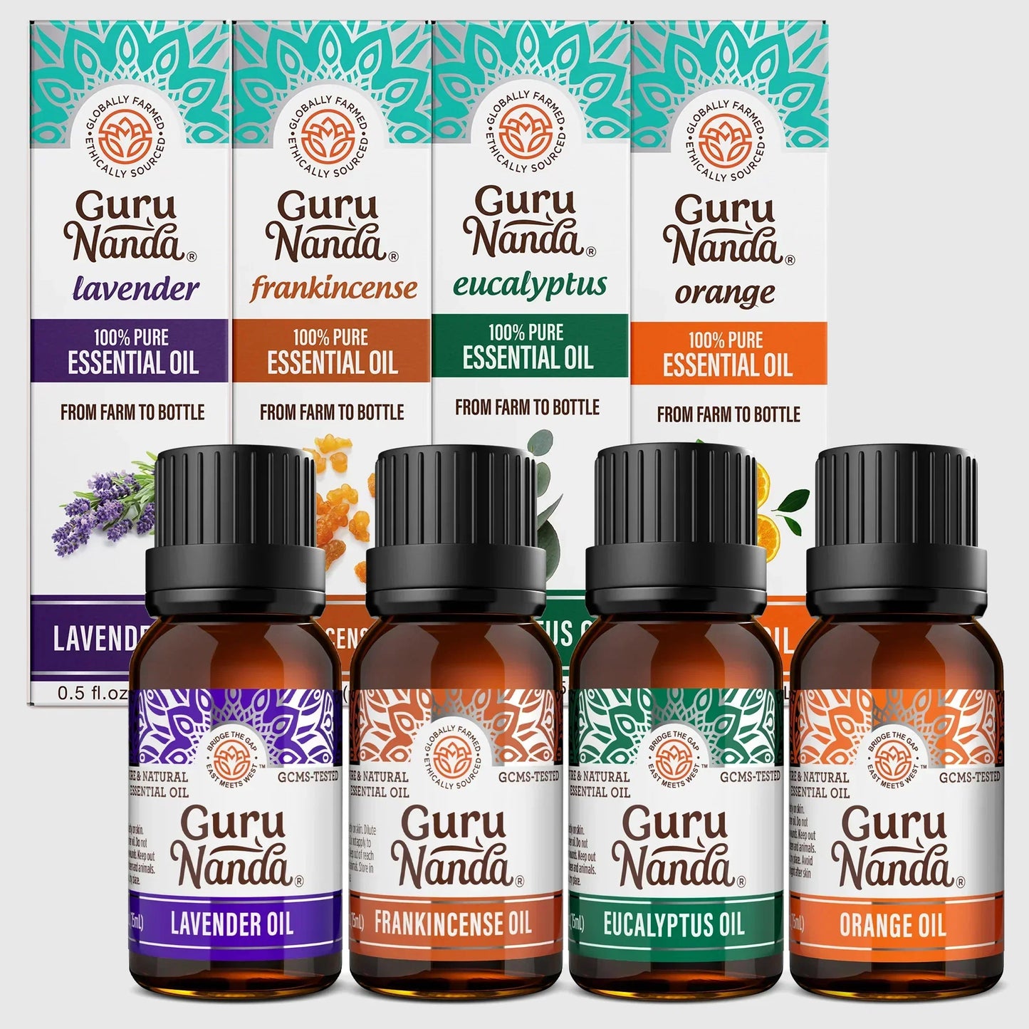 Four Essential Classics Set- Frankincense, Lavender, Eucalyptus, & Orange 4 x 15mL