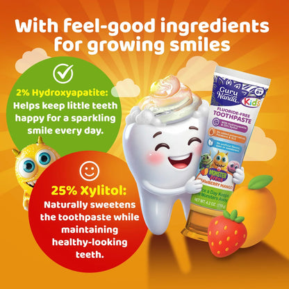 Kids Toothpaste with Xylitol & Hydroxyapatite, Strawberry Mango – 4.2 oz