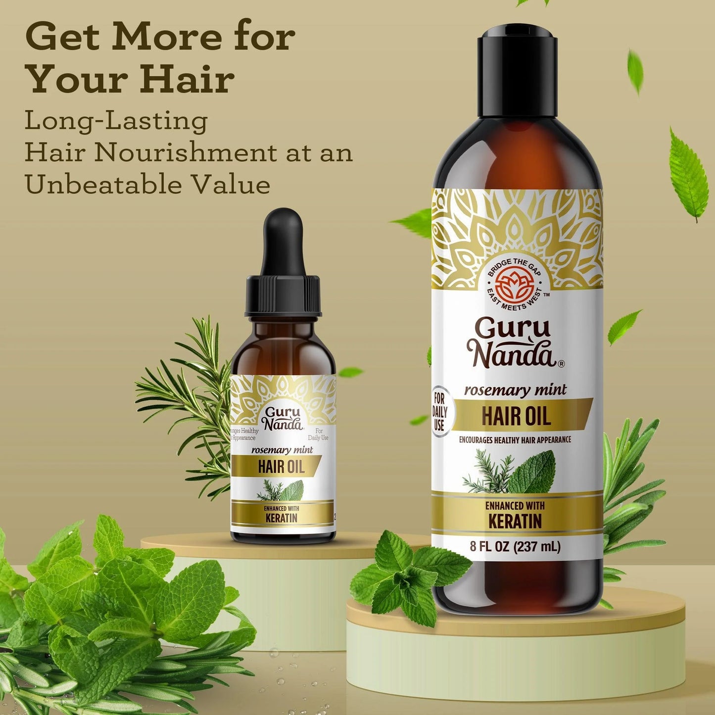 Rosemary Mint Hair Oil with Keratin - 8 oz.
