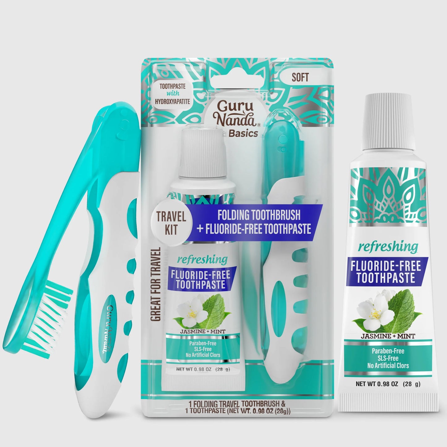 Travel Kit – Folding Toothbrush & Hydroxyapatite Toothpaste, Jasmine Mint – 0.98 oz