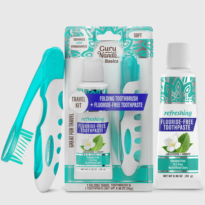 Travel Kit – Folding Toothbrush & Hydroxyapatite Toothpaste, Jasmine Mint – 0.98 oz