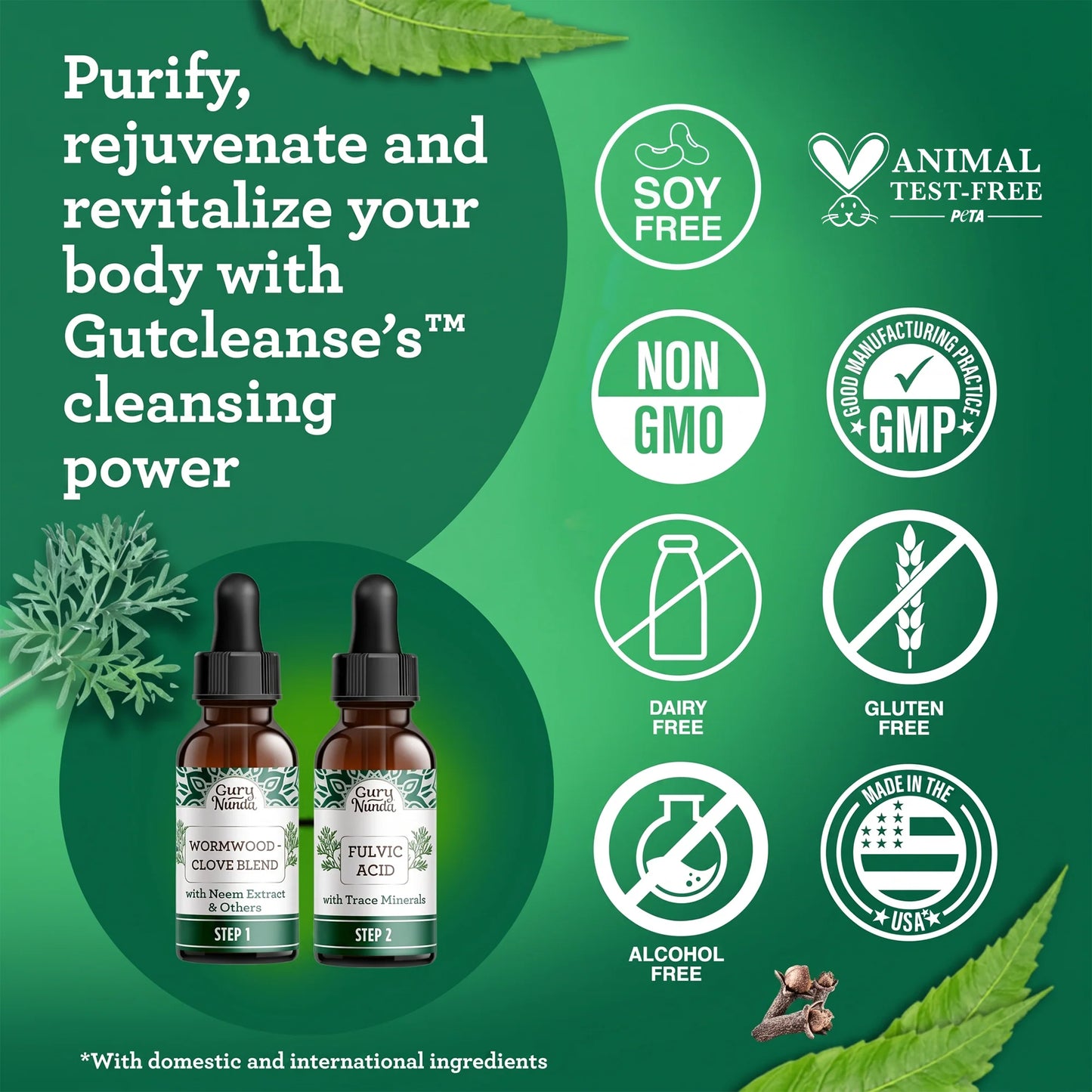Gutcleanse With Wormwood, Clove & Fulvic Acid — 2-Step Supplement