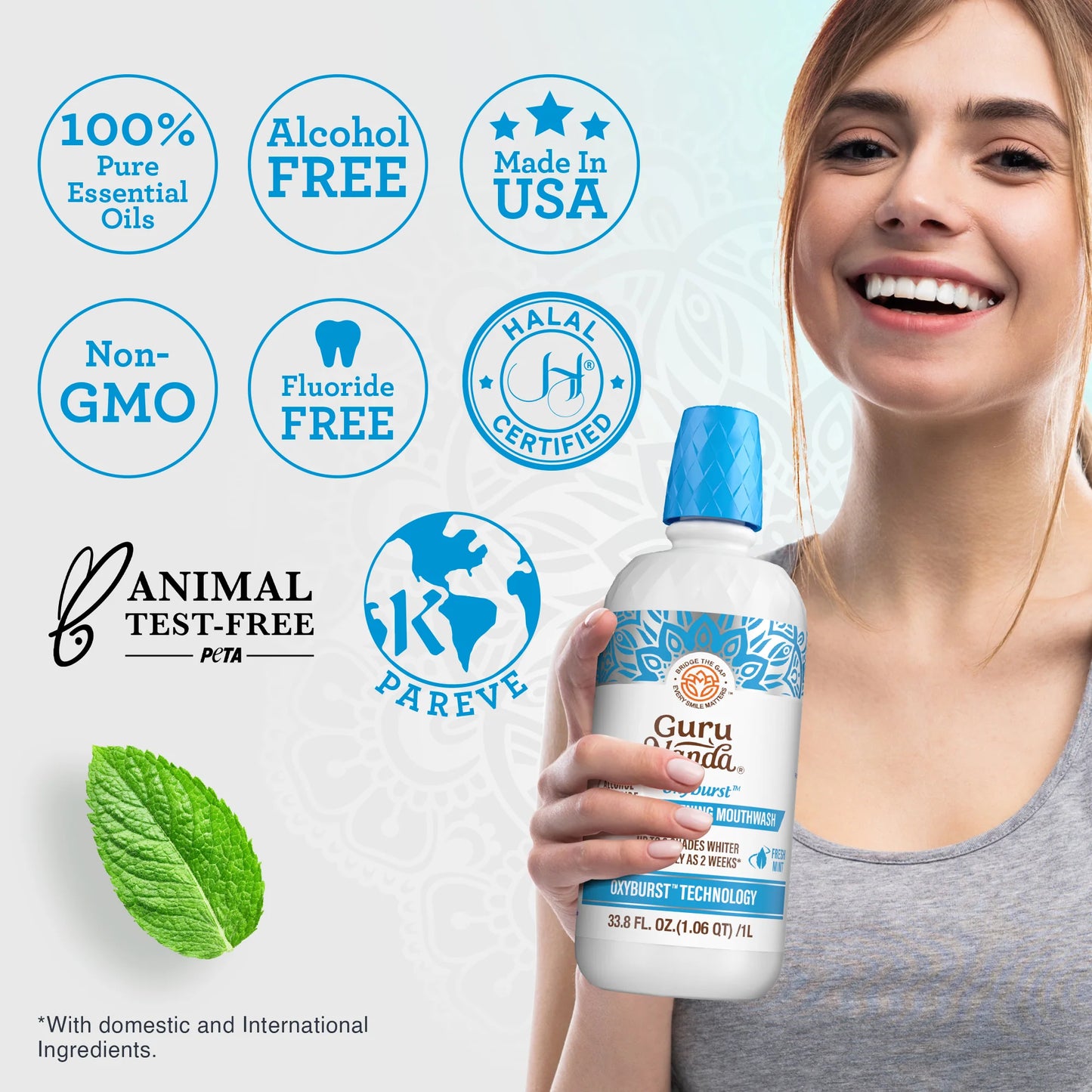 Oxyburst Whitening Oral Rinse, Fresh Mint