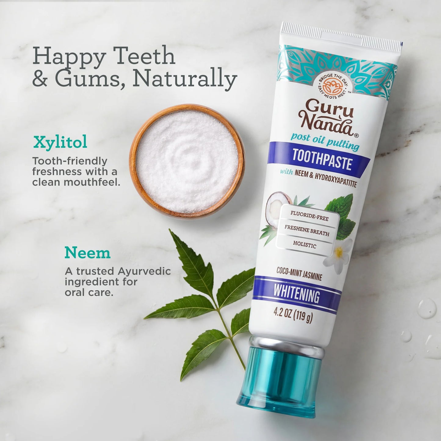 Hydroxyapatite & Neem Whitening Toothpaste, Fluoride Free
