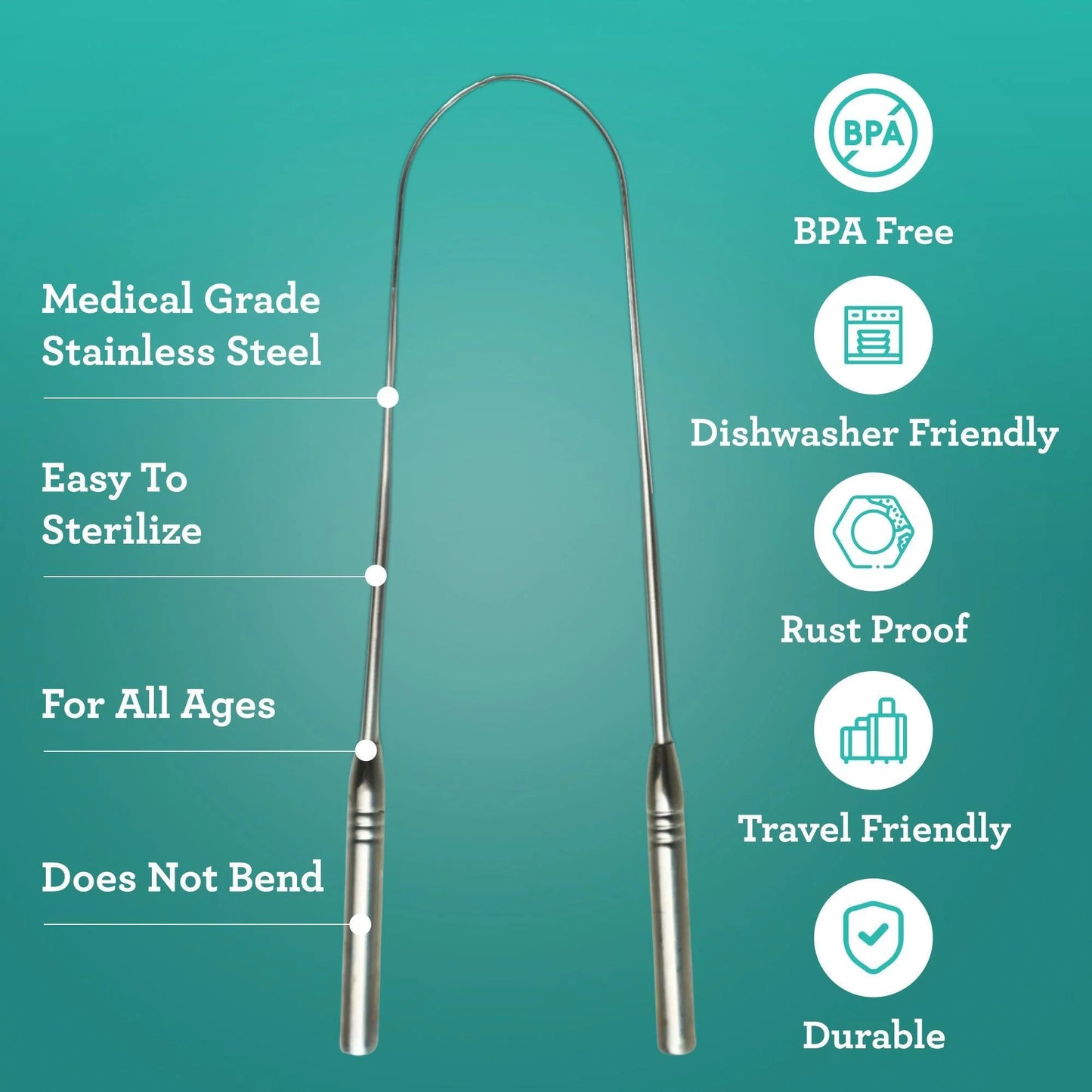 U Shaped Stainless Steel Tongue Scraper – 2 Pack