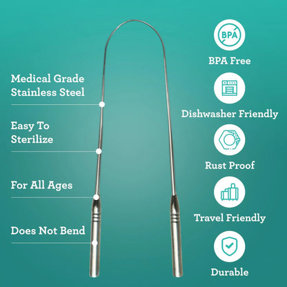 U Shaped Stainless Steel Tongue Scraper – 2 Pack