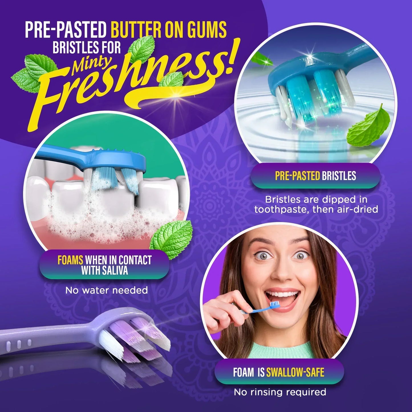 6-in-1 Ready to Go Butter on Gums Pre-Pasted Toothbrushes 2.0