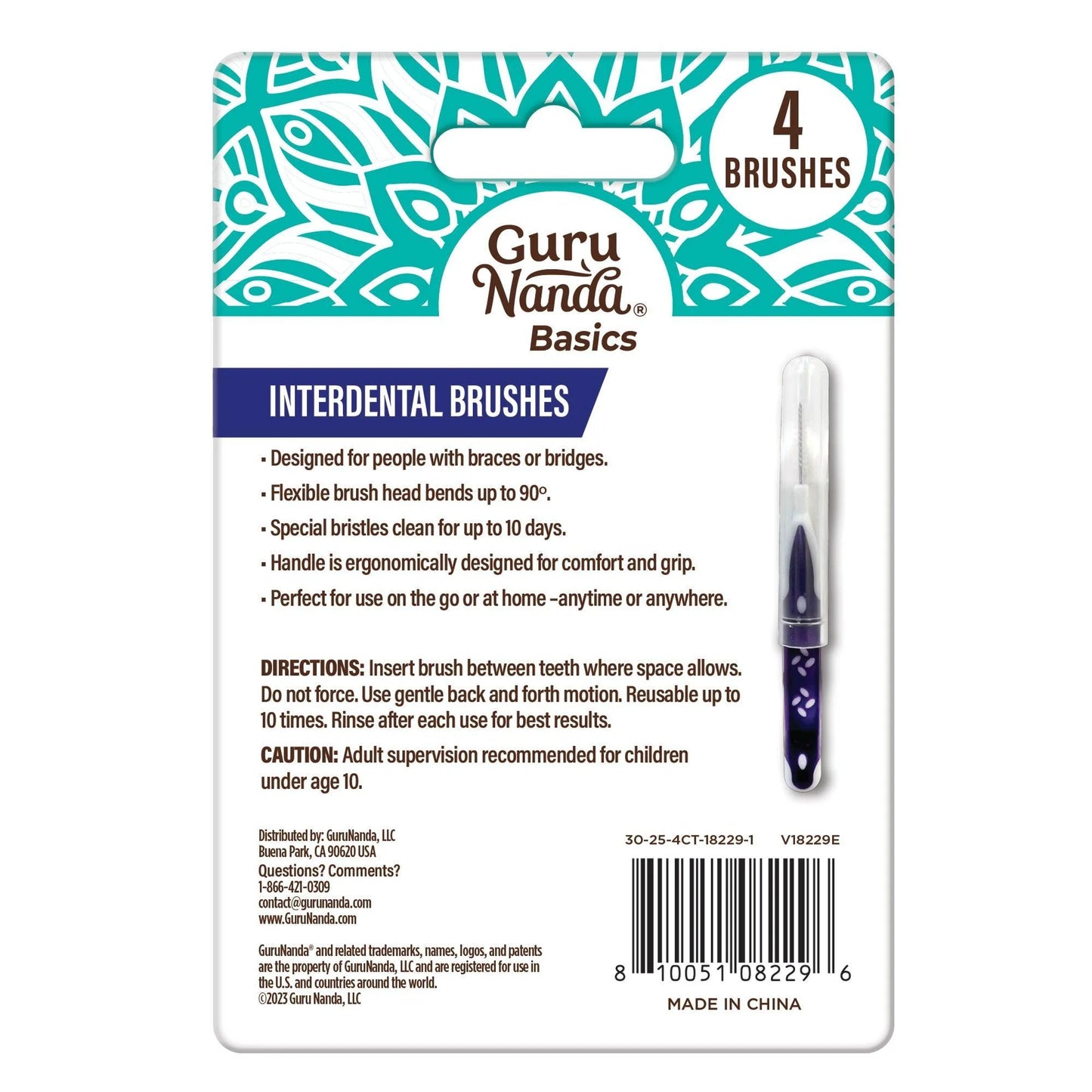 Interdental Brushes with Caps, Mint Flavor – 4 Count